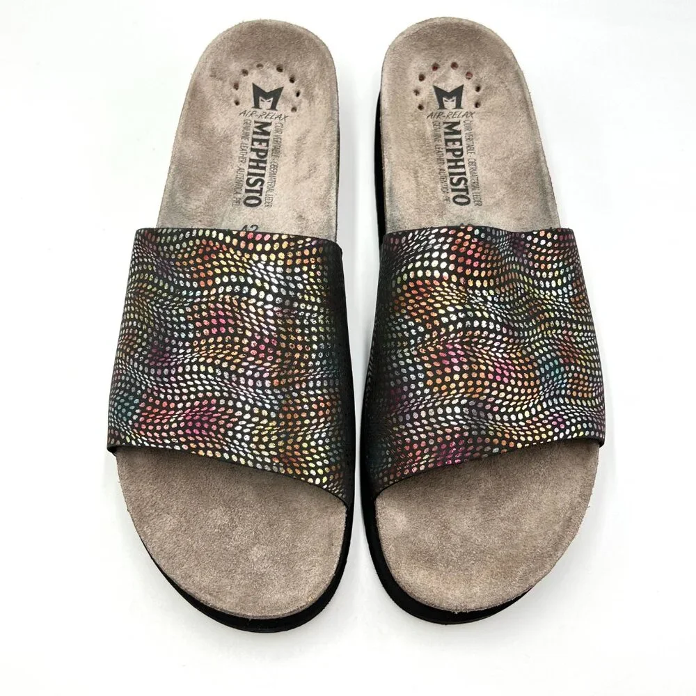 NEW Mephisto Womens 42 EU 12 US Leather Multicolor Comfort Sandals Slides‎ Shoes